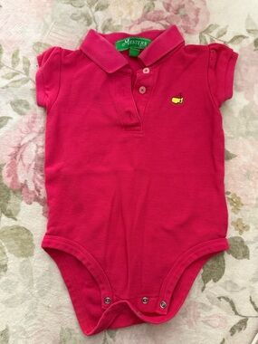 Masters Kids Pink Polo Onesie with Yellow Logo
